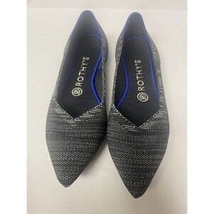 Rothys - The Point Heather Granite Black White Grey Striped Washable Flats